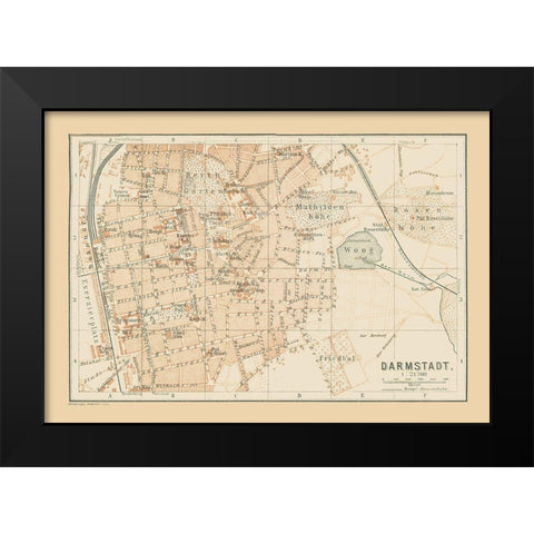 Darmstadt Germany - Baedeker 1896 Black Modern Wood Framed Art Print by Baedeker