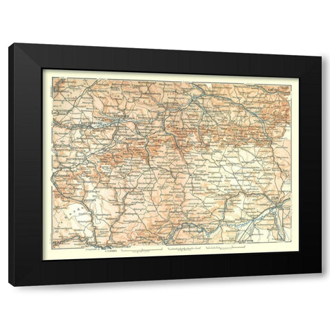 Southwestern Germany - Baedeker 1896 Black Modern Wood Framed Art Print with Double Matting by Baedeker