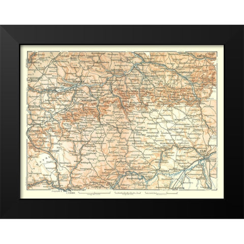 Southwestern Germany - Baedeker 1896 Black Modern Wood Framed Art Print by Baedeker