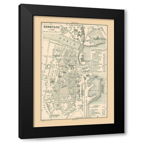 Konstanz Germany - Baedeker 1896 Black Modern Wood Framed Art Print with Double Matting by Baedeker