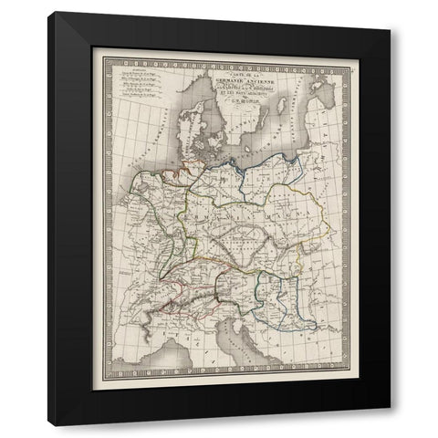 Ancient Germany - Monin 1839 Black Modern Wood Framed Art Print with Double Matting by Monin