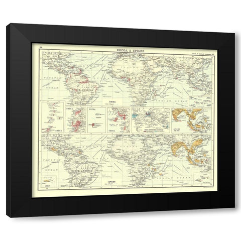 Global Cocoa Spices - Bartholomew 1907 Black Modern Wood Framed Art Print by Bartholomew