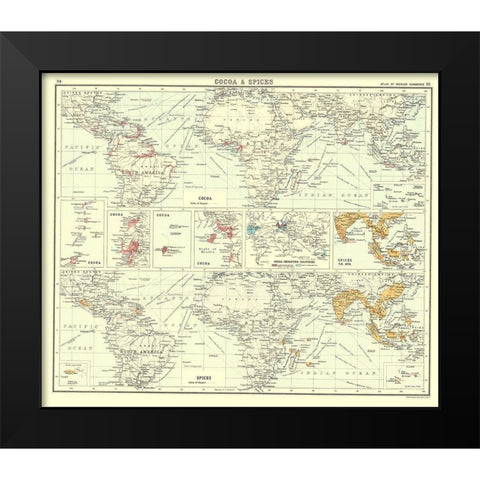 Global Cocoa Spices - Bartholomew 1907 Black Modern Wood Framed Art Print by Bartholomew