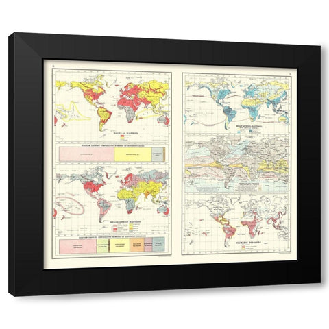 Global Race Religion Rainfall Winds Disease Black Modern Wood Framed Art Print with Double Matting by Bartholomew