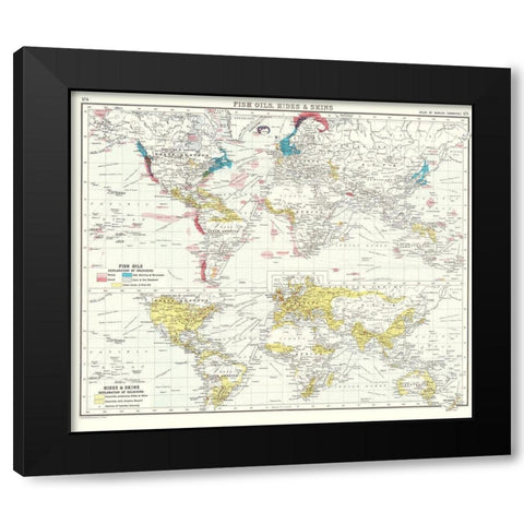 Global Fish Oils Hides Skins - Bartholomew 1907 Black Modern Wood Framed Art Print with Double Matting by Bartholomew