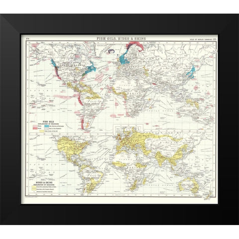 Global Fish Oils Hides Skins - Bartholomew 1907 Black Modern Wood Framed Art Print by Bartholomew