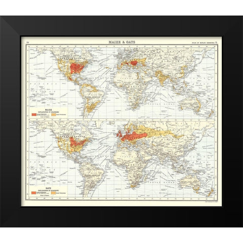 Global Maize Oats - Bartholomew 1907 Black Modern Wood Framed Art Print by Bartholomew