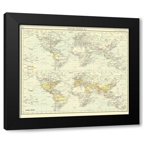 Global Opium Drugs - Bartholomew 1907 Black Modern Wood Framed Art Print by Bartholomew