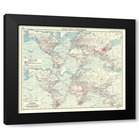 Global Silk Furs Feathers - Bartholomew 1907 Black Modern Wood Framed Art Print with Double Matting by Bartholomew