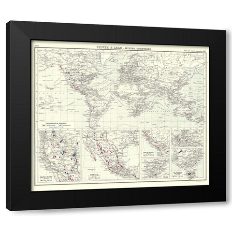 Global Silver Lead Mining Countries Black Modern Wood Framed Art Print with Double Matting by Bartholomew