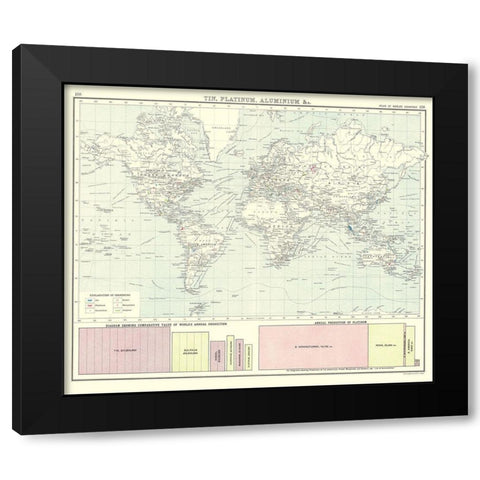 Global Tin Platinum Aluminium - Bartholomew 1907 Black Modern Wood Framed Art Print by Bartholomew