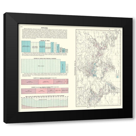 Global Vegetable Oils Drugs Diagram Black Modern Wood Framed Art Print with Double Matting by Bartholomew