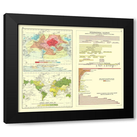 Global Isochronic Distance Tariff Railways Black Modern Wood Framed Art Print by Bartholomew