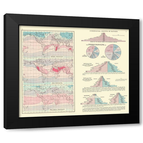 Global Commercial Growth Temperatures Black Modern Wood Framed Art Print by Bartholomew