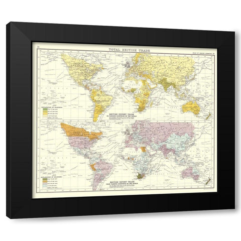 Global British Import Trade - Bartholomew 1907 Black Modern Wood Framed Art Print by Bartholomew