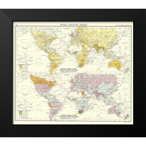 Global British Import Trade - Bartholomew 1907 Black Modern Wood Framed Art Print by Bartholomew
