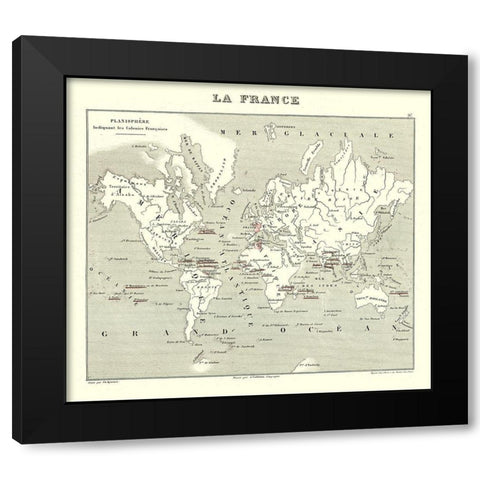 French Global Colonies - Migeon 1869 Black Modern Wood Framed Art Print with Double Matting by Migeon