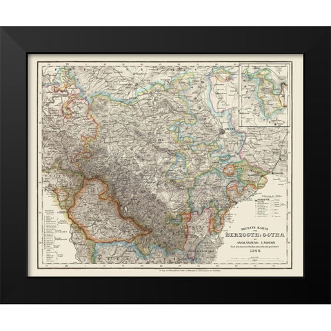 Gotha Herzogth Germany - Meyer 1844 Black Modern Wood Framed Art Print by Meyer