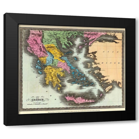 Greece - Colton 1856 Black Modern Wood Framed Art Print by Colton