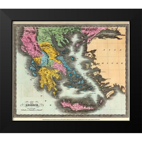 Greece - Colton 1856 Black Modern Wood Framed Art Print by Colton