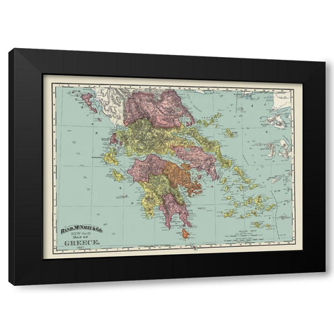 Greece - Rand McNally 1897 Black Modern Wood Framed Art Print by Rand McNally