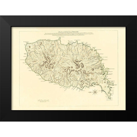 Caribbean Grenada - Jefferys 1763 Black Modern Wood Framed Art Print by Jefferys
