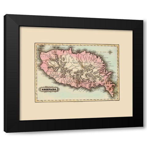 Caribbean Grenada - Lucas 1823 Black Modern Wood Framed Art Print with Double Matting by Lucas