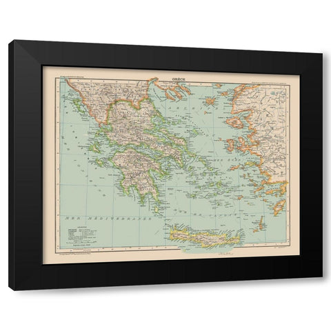 Greece - Schrader 1908 Black Modern Wood Framed Art Print by Schrader