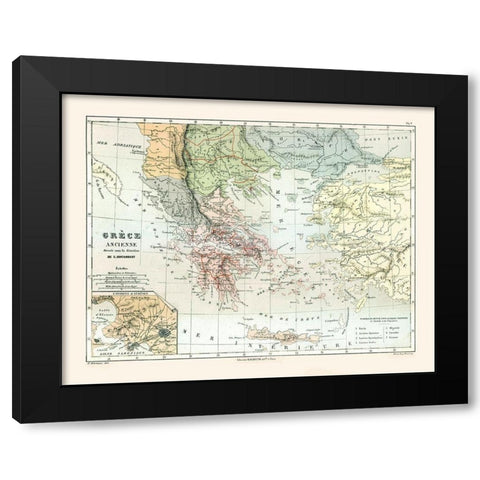 Ancient Greece - Cortambert 1880 Black Modern Wood Framed Art Print by Cortambert