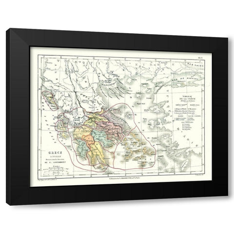 Greece - Cortambert 1880 Black Modern Wood Framed Art Print by Cortambert