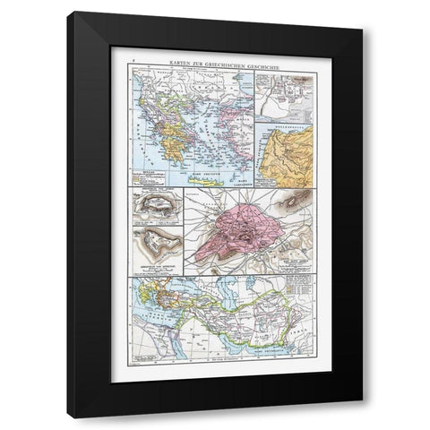Greek History Greece - Droysen 1886 Black Modern Wood Framed Art Print with Double Matting by Droysen