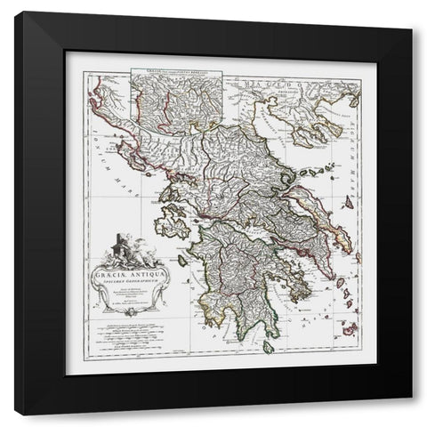 Ancient Greece - DAnville 1799 Black Modern Wood Framed Art Print by D''Anville