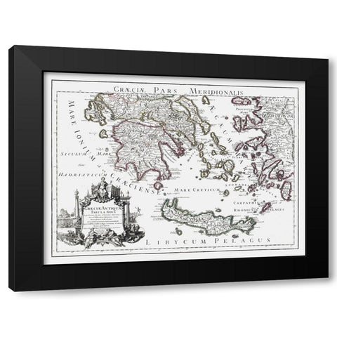 Ancient South Greece - De Lisle 1731 Black Modern Wood Framed Art Print by De L''isle