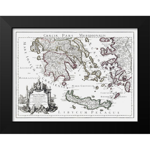 Ancient South Greece - De Lisle 1731 Black Modern Wood Framed Art Print by De L''isle