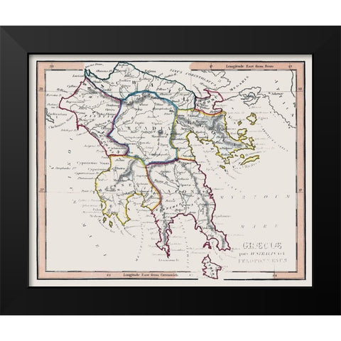 Ancient Greece - Fenner 1830 Black Modern Wood Framed Art Print by Fenner