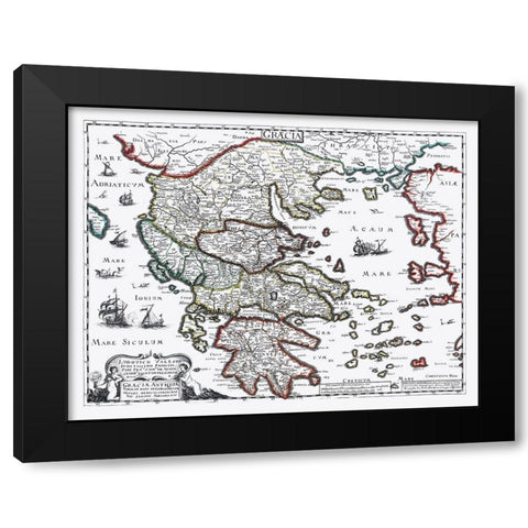 Ancient Greece - Sanson 1641 Black Modern Wood Framed Art Print by Sanson