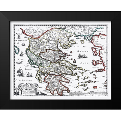 Ancient Greece - Sanson 1641 Black Modern Wood Framed Art Print by Sanson
