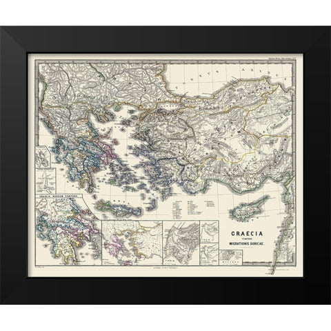 Doric Migration Greece - Spruner 1865 Black Modern Wood Framed Art Print by Spruner