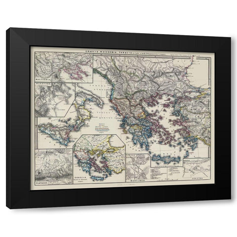 Macedonia Thrace Greece - Spruner 1865 Black Modern Wood Framed Art Print with Double Matting by Spruner