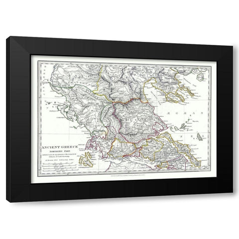 Ancient Greece Northern Part - Chapman 1829 Black Modern Wood Framed Art Print by Chapman