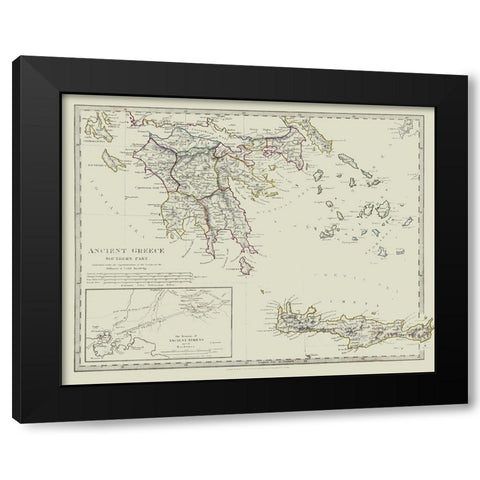 Ancient Greece Southern Part - Chapman 1829 Black Modern Wood Framed Art Print by Chapman