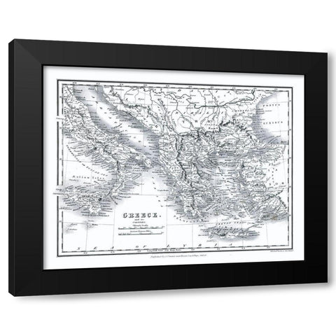 Colonies Greece - Oxford 1828 Black Modern Wood Framed Art Print by Oxford