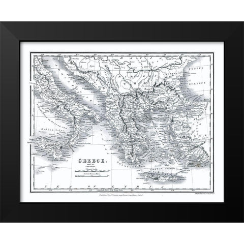 Colonies Greece - Oxford 1828 Black Modern Wood Framed Art Print by Oxford