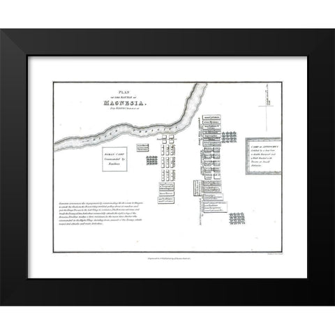 Battle of Magnesia - Greece - Oxford 1828 Black Modern Wood Framed Art Print by Unknown