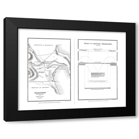 Marathon - Battle - Greece - Oxford 1828 Black Modern Wood Framed Art Print by Unknown