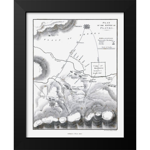 Battle of Plataea - Greece - Oxford 1828 Black Modern Wood Framed Art Print by Unknown