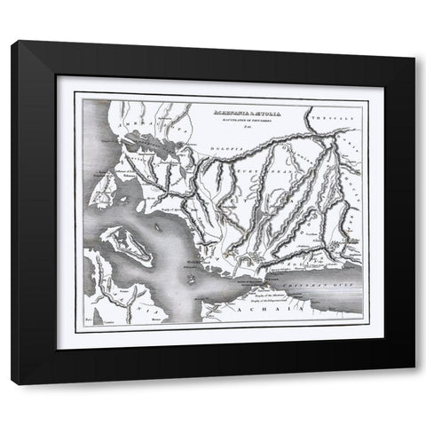 Aetolia Acarnania Greece - Oxford 1828 Black Modern Wood Framed Art Print by Oxford