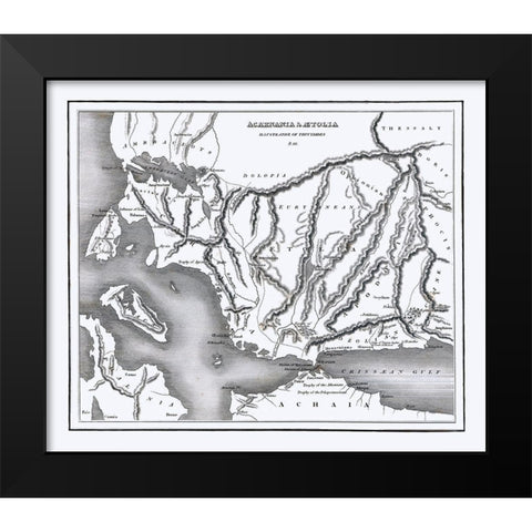 Aetolia Acarnania Greece - Oxford 1828 Black Modern Wood Framed Art Print by Oxford