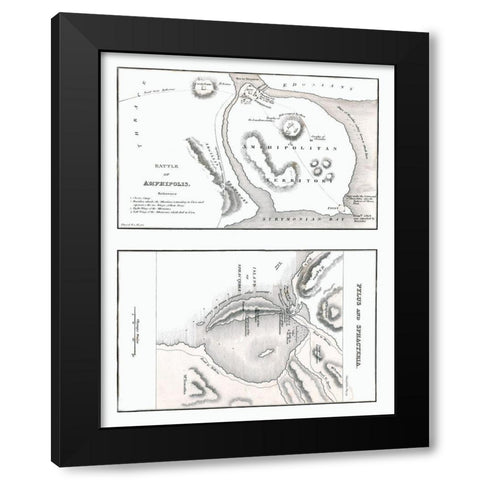 Battle of Amphipolis - Pylus - Sphacteria - Oxford Black Modern Wood Framed Art Print by Unknown