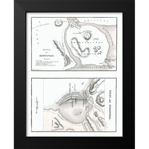 Battle of Amphipolis - Pylus - Sphacteria - Oxford Black Modern Wood Framed Art Print by Unknown